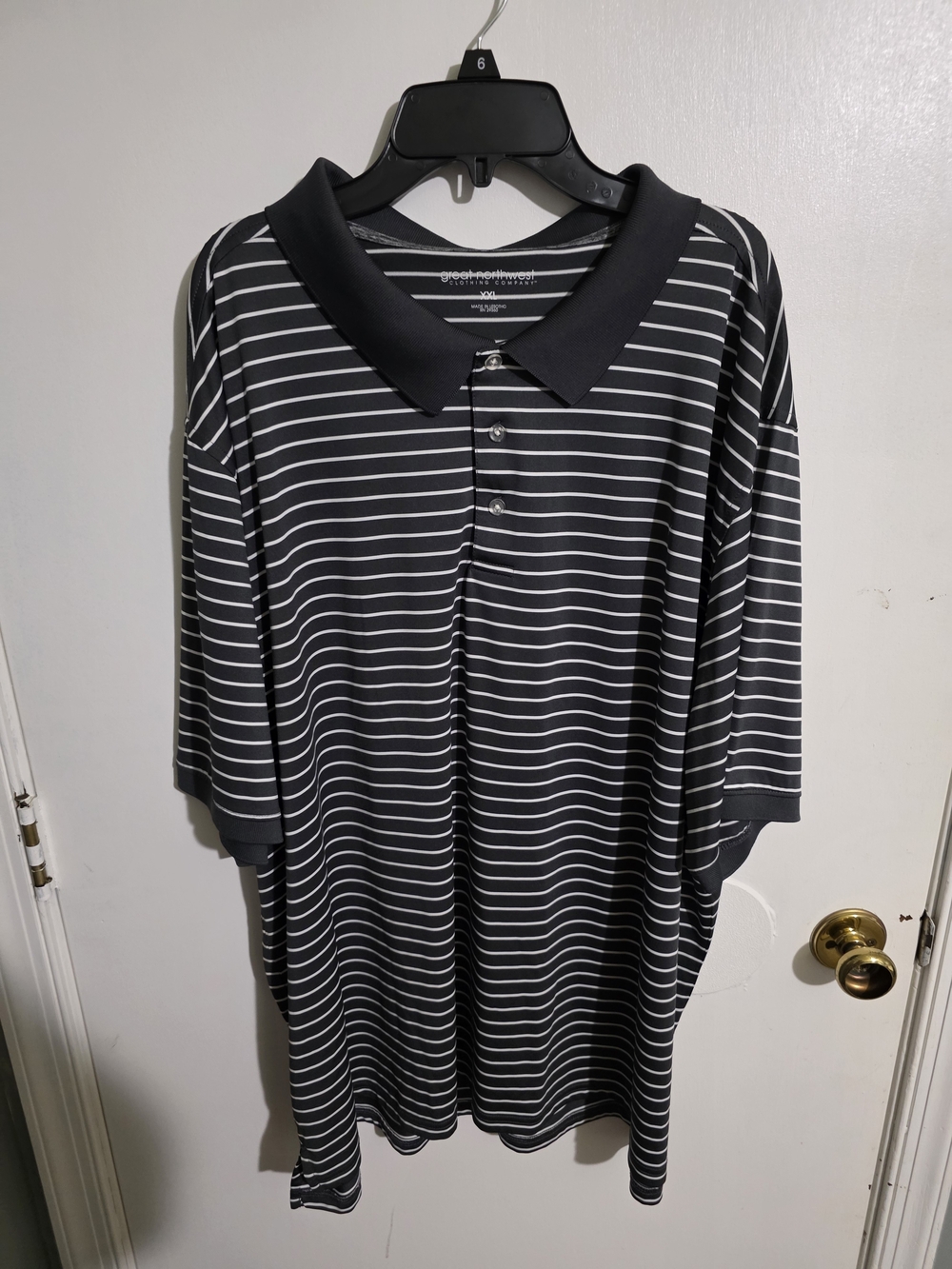 Great Northwest Clothing Company Gray and White Striped Polo